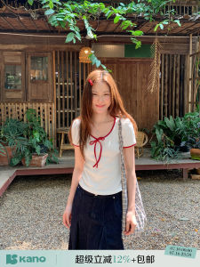 Unique Color Block V-Neck Short Sleeve T-Shirt