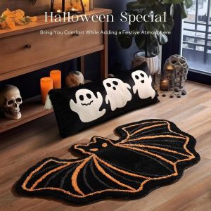 VIKAMA Halloween-Themed Floor Mat Soft Plush Festive Decoration Carpet Non-Slip Entrance Mat Home Decoration