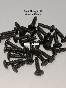 Baut Body / Skrup Motor Honda 4mm x 15mm Hitam (Paket 50pcs)