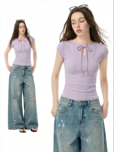 EVPGB | Áo Thun Crop T-Shirt Ôm Dáng Tay Ngắn