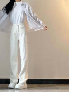 High Waist Wide Leg Pants Womens Loose Fit Long Straight Cut Jeans Floor Length Trousers Comfortable Stretch Denim Skinnies