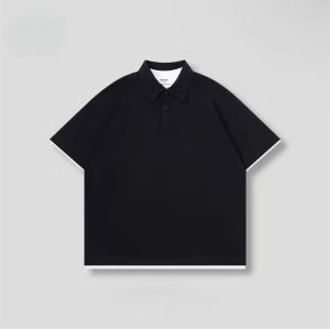 Summer New Mens Polo Shirt Casual Pure Color Simple Match Business Leisure Short Sleeve Turn-down Collar Fashionable Top