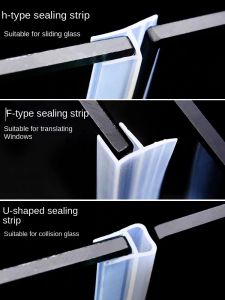 Glass Sealing Strips h/F/U Shape Silicone Shower Screen Seal Sliding Strip Rubber for 6-12mm Door Window BathRoom Glass 2.5/5M