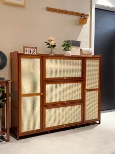 Shoe Cabinet Almari Kasut With 3/4/5Door Bamboo Shoe Rack Storage Cabinet 30+Pairs Of Rak Kasut Bertutup Shoes Cabinet Rack 鞋柜