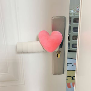 Pink Heart Shaped Door Handle Covers Static Resistance Protection for Bedroom Door Knobs Modern Simple Style Plush Material