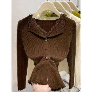 La Chapelle | French Lace V-Neck Knitwear Slim Fitting