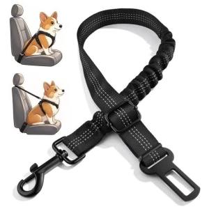 Black Dog Cat Seat Belt For Car Adjustable Buffer Elastic Pet Leash Seat Belt Safety Rope Traction Dog Traction Leash