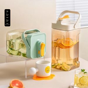Bình đựng nước 3.5L để tủ lạnh nằm nghiêng chịu nhiệt có quai xách bình nước chịu nhiệt du lịch