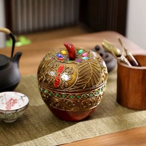 กล่องเก็บไม้ห้องนั่งเล่นที่บ้านโต๊ะกาแฟกล่องเก็บผลไม้แห้งขนมขบเคี้ยวเครื่องประดับมือสตริงพระพุทธรูปลูกประคำ