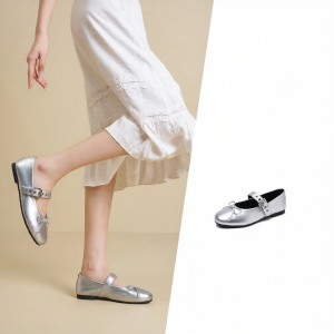 Josiny | Bow Buckle Strap Mary Jane Style Flat Shoes