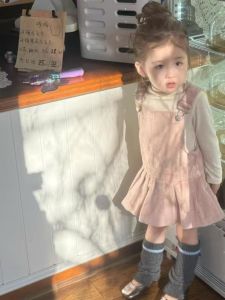 Sweet Korean Style Baby Girls Pink Dress Autumn Clothes Vest Dress Childrens Princess Dress Babys Spring Summer Autumn Winter Dress