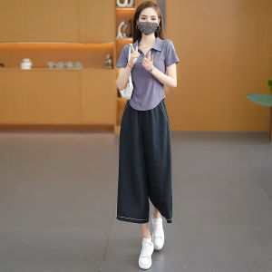 New 2025 Womens Casual Skirt Pants Thin Black Ice Silk Pleated High Waist Slimming Drapey Seven-Foot Wide Leg Trousers