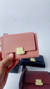 Korean Small PU three-fold wallet Mini Wallet Coin Purse Zipper Wallet