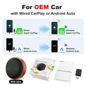 CarlinKit | CarlinKit 5.0 Wireless CarPlay Adapter Mini Ultra 3 Wired To Wireless Android Auto Box USB Plug & Play WiFi Auto Connection OTA