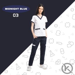 Scrub Suit 3rd Gen KSS3G-03 PRINTED MEDICAL ELEMENTS 5-Pocket Top Welt 6-pocket Combi Regular PantS