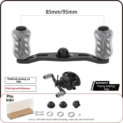Gomexus | Tay Quay Máy Câu Cá Hình Giọt Nước Sợi Carbon TPE
