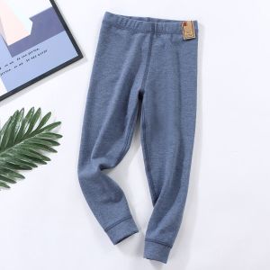 Childrens Silk Wool Boneless Warm-Keeping Pants Double-Sided Brushed Heating Long Johns for Boys and Girls Baby Base Uniform Pants Autumn and Winter