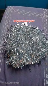1Pair Cheerleading Pompom Balls Cheer Dance Pompoms Metallic Foil PomPoms For School Sports Festivas Events Supplies