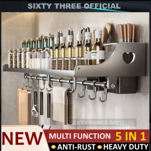 40/50/60cm knife Hanging Rack Condiments Organizer Wall-mounted Storage Rack Kitchen  Space aluminum Rak Dapur Pisau