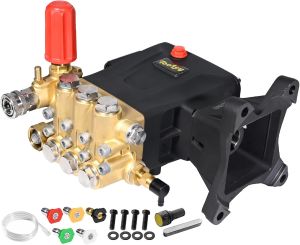 TOOLCY Pressure Washer Pump Max 4400 PSI 4.2 GPM 1" Shaft Horizontal Gas Power Washer Pump Replacement Direct Drive Triplex Plunger Replacement Pump with Pressure Adjustment Unloader 5 Nozzle Tips