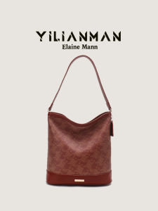 Elegant Red Bucket Bag Womens Shoulder Bag New Chinese Style Collaborative Edition Versatile High-End Feeling by Ilaman