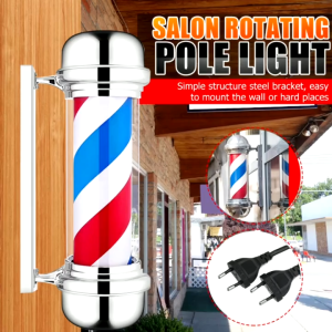 (70-90cm) Barber Shop Pole Lamp Waterproof Red White Blue Rotating LED Light Bar Logo Hair Salon 220V