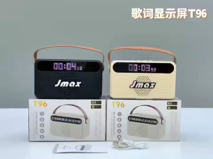 JMAX ลำโพงบลูทูธ ลำโพงไร้สาย ลำโพงจอดิจิตอล พร้อมสายหิ้ว ไร้สาย 1200mAh 5W  ขนาดพกพา T96