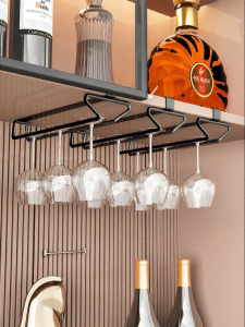 QIMAHUANGZI | Luxurious Hanging Wine Glass Rack for Cabinets with Drip Function
