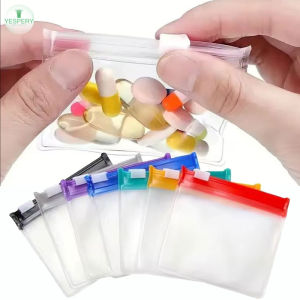 YESPERY 7Pcs Pill Pouch Bags Reusable Zipper Pill Pouch Organizer 7 Colors Self Sealing Clear Pill Bags Protable Travel Jewelry Storage