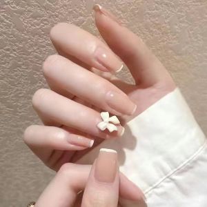 MONLEYTA | Wearable Manicure Nail Patches Short Style Ice Transparent Color French Design Finished Product For Summer 2025 New Arrival