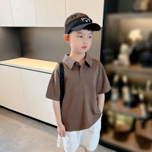 Boys Short Sleeve Polo Shirt Summer Casual Cotton T-Shirt Flip Collar Half Sleeve Mid-Size Children Breathable Pure Color