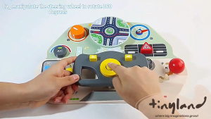 Wooden Car Steering Wheel Toy Montessori Busy Board for Toddlers