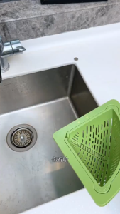 ChicLiving Sink Drain Basket Triangle Filter Rack Magnetic Push Type Portable Tahan Lama Kitchen Countertop Rumah Tangga