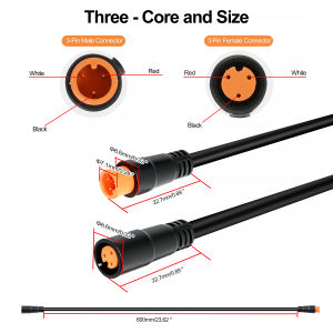 1pcs M7 Cable 2 3 5 Pin 60(23Inch)-90cm(35inch) E-bike Speed Sensor Male to Female Extension Connector Cable