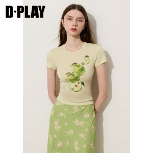 D-PLAY | Cool and Thin Rayon White Slim-fit T-shirt