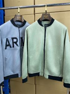 Fashionable Slim Fit Baseball Collar Jacket Soft Flip Leather Velvet Spring Autumn New Style Trendy Mens Top Zipper Closure