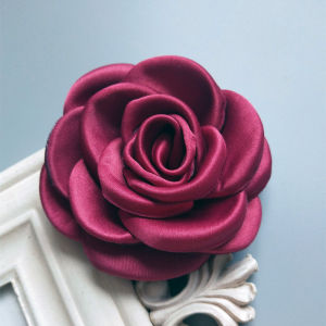 8cm 3D Rose Flower Brooch Professional Stage Performance Accessory with Large Bloom Fabric Art Pin Stylish Fashion Jewelry