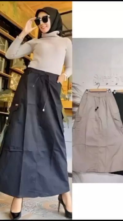 ROK CARGO PANJANG WANITA STANDAR JUMBO KOREAN STYLE / MAXY DRESS ...