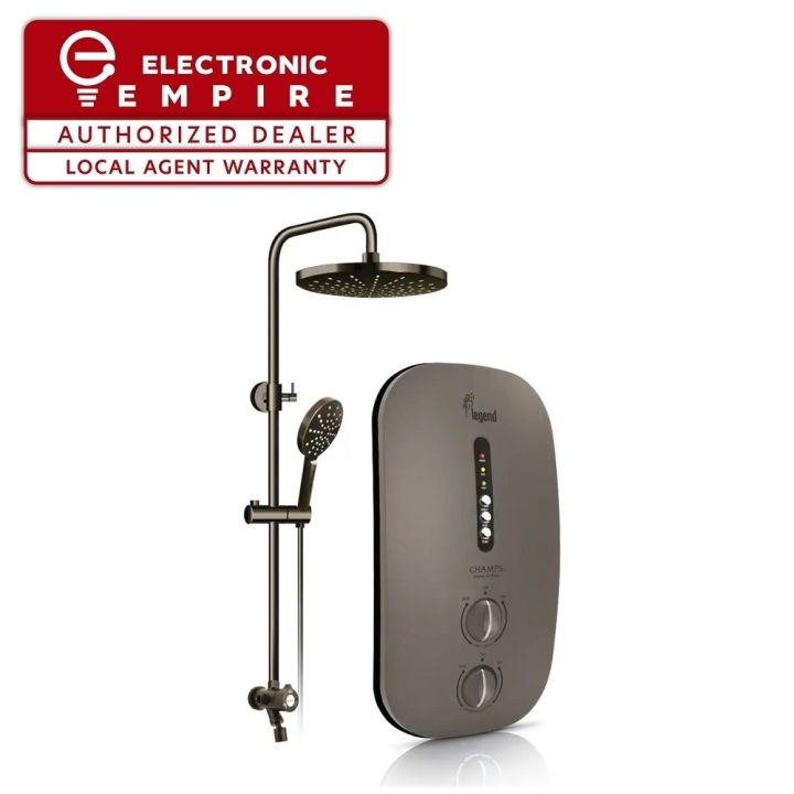 Champs Legend Instant Water Heater With Rain Shower Set (Gun Metal