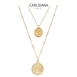 CARLIDANA | Italian Lucky Tree Simple Round Pendant Clavicle Chain