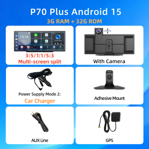 Imagebon P70Plus 11.4 Android 15 Car Dash Cam 6+128G Dual WiFi Wireless CarPlay & Android Auto Smart Split-Screen Google Car DV
