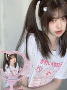 One Classmate Japanese Style Original Keep Young Adult Heart Summer New Arrival Girly Girl Sweet All Cotton Loose Short Sleeve T-Shirt Female