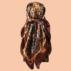 PC Womens Summer Beach Accessory Fashion Satin Square Scarf 90*90inch Multi-use Headscarf Party Use Versatile Hair Towel