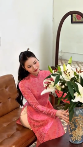 Áo dài truyền thống HÀ CÚC form ôm eo tôn dáng chất lụa gấm cao cấp sang trọng_Áo Dài Hà Thành