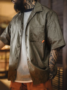 MADEN | Outdoor Cuban Collar Textured Lightweight Breathable Short Sleeve Shirt