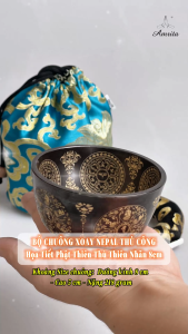 [Amrita] – Chuông xoay Nepal Mini Họa Tiết Phật Thiên Thủ Thiên Nhãn - Bồ Tát Nghìn Mắt Nghìn Tay-CXNP33