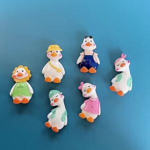 Fridge Magnet: Minimalist Creative Cartoon Cute Tilted-Head Duck Magnetic Resin 3D Magnetic Home Deco