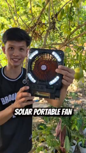 Solar Electric Fan With Panel 4 Gears Strong Wind Rechargeable PowerBank and LED Emergency Light