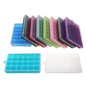 JCD 24 Grids Silicone Ice Mold Big Square Ice Tray Mold Durable Food Grade Silicone Ice Cube Tray Ice Cube Maker with Lid
