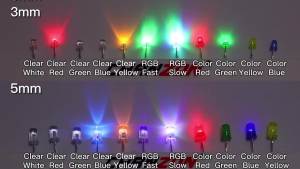 100 Cái Đèn LED Diode Nhấp Nháy 3mm 5mm Đổi Màu Nhanh Chậm Ánh Sáng Trải Rộng Trắng Đỏ Xanh Lá Xanh Dương Vàng RGB Dùng Cho Dự Án Tự Làm